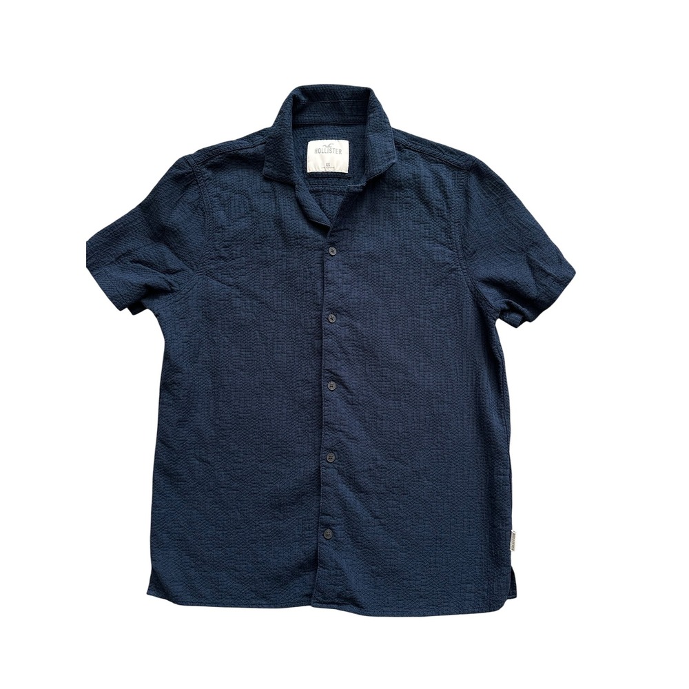 Coastal Hollister Textured Seersucker Short Sleeve Button Down Shirt XS Navy